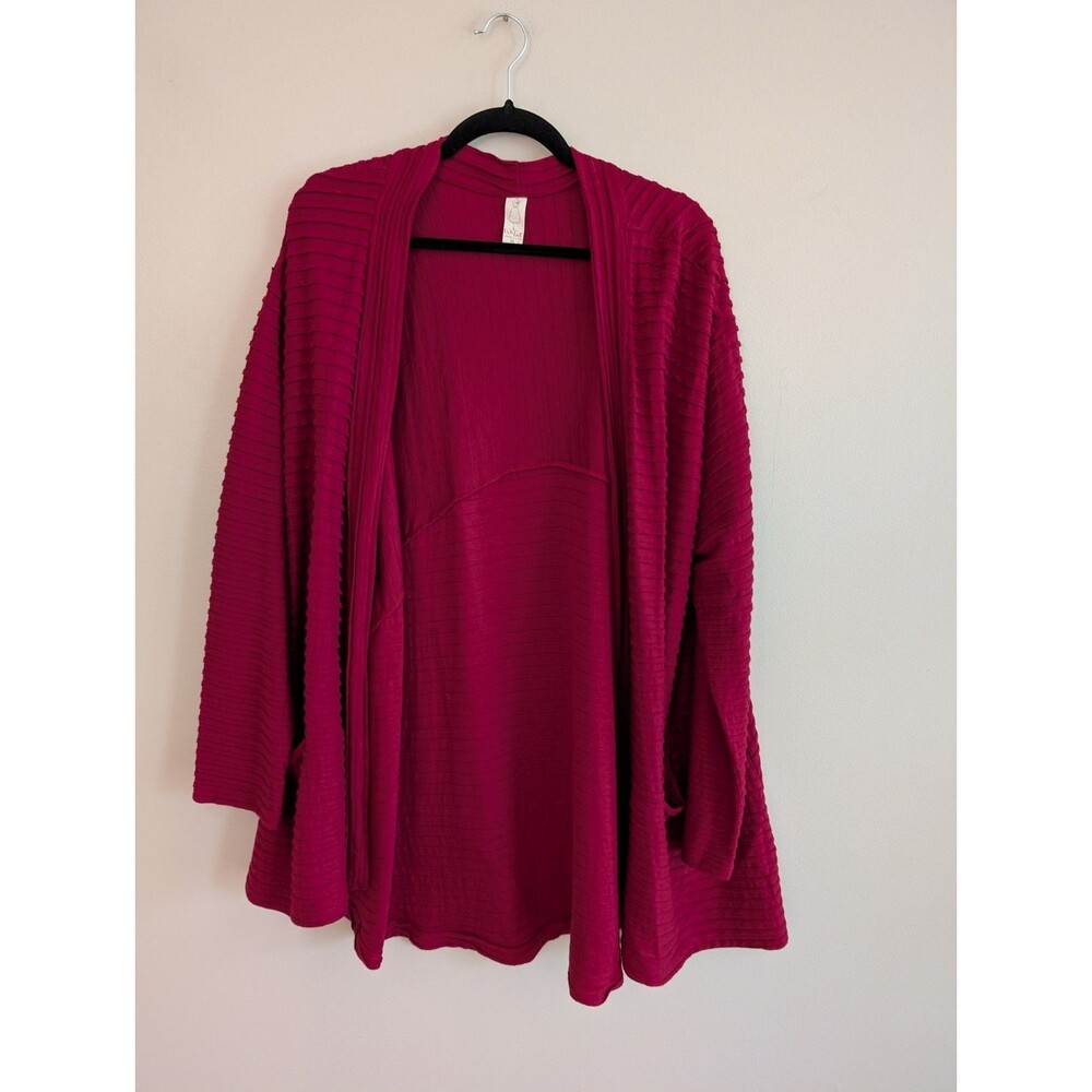 Chalet Red Open Front Cardigan XL Lagenlook Comfort Made In USA